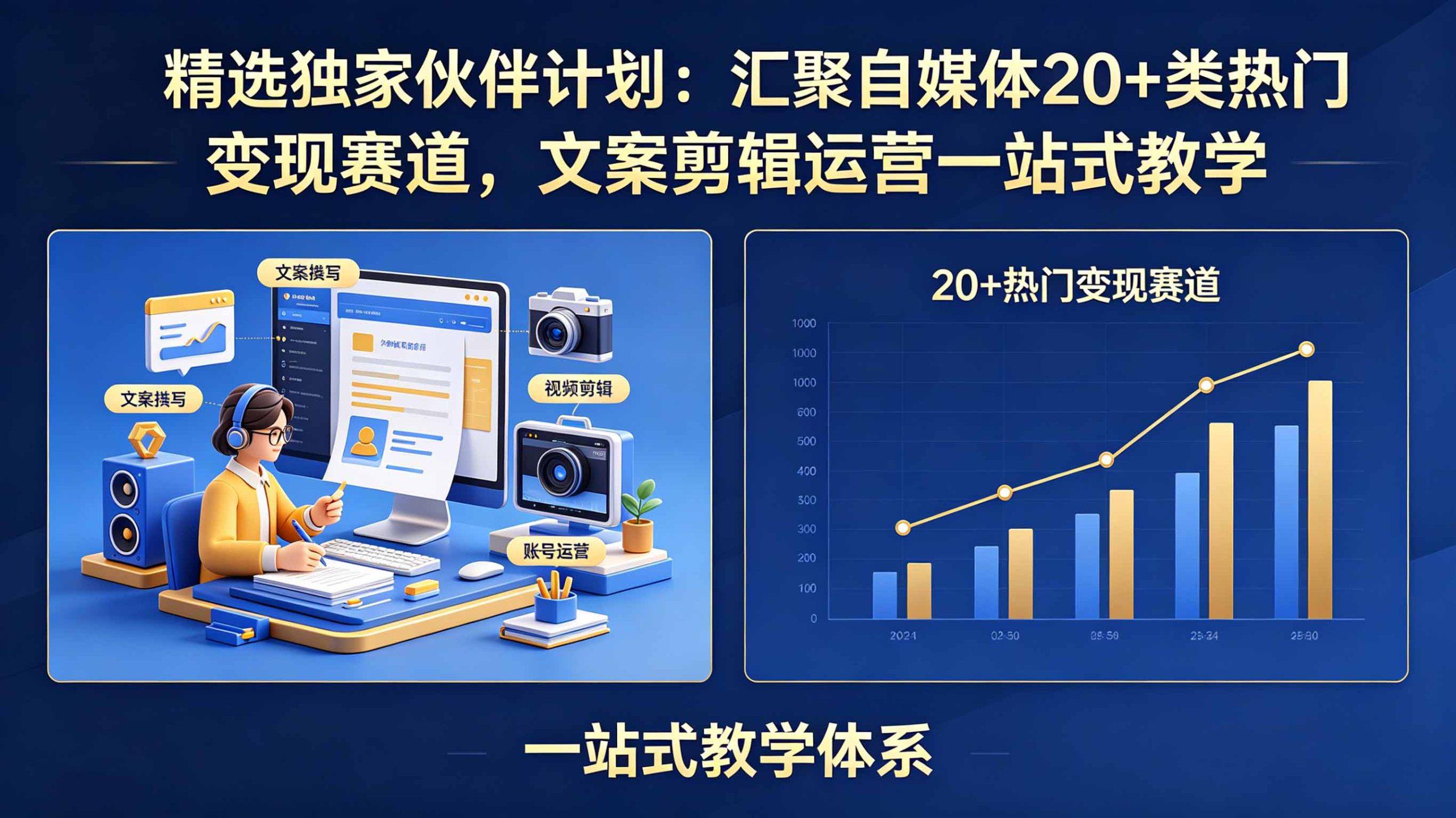 精选独家伙伴计划:汇聚自媒体20+类热门变现赛道,文案剪辑运营一站式教学-Ai创业网