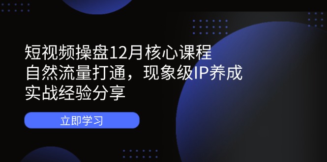 短视频操盘12月核心课程：自然流量打通，现象级IP养成，实战经验分享-Ai创业网