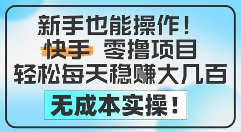 新手也能操作，快手零撸挣米，轻松每天挣2-5张，完全无成本-Ai创业网