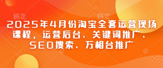 2025年4月份淘宝全套运营现场课程，运营后台、关键词推广、SEO搜索、万相台推广-Ai创业网