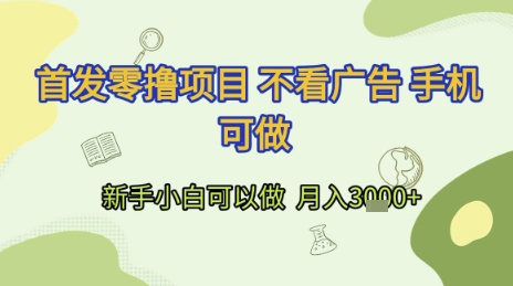首发零撸项目 不看广告 手机可做 新手小白可以做  月入3k+【揭秘】-Ai创业网