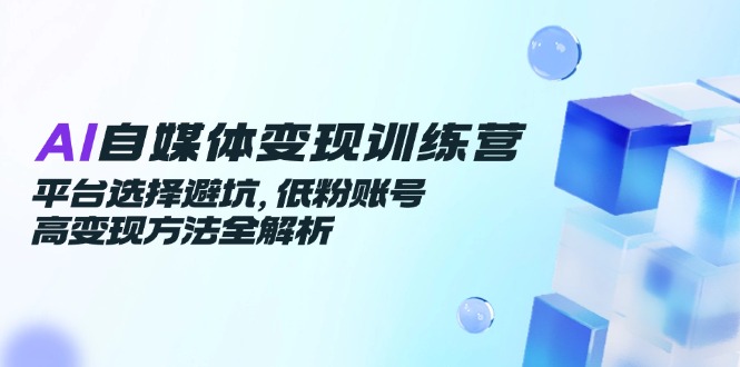 AI自媒体变现训练营，平台选择避坑，低粉账号高变现方法全解析-Ai创业网