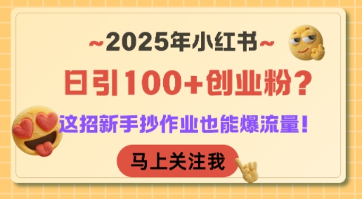 2025年小红书日引100+创业粉？这招新手抄作业也能爆流量！-Ai创业网