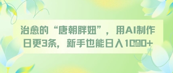 治愈的“唐朝胖妞”，用AI制作日更3条，新手也能日入多张-Ai创业网