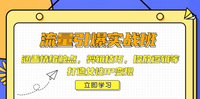 流量引爆实战班，涵盖情绪触点，剪辑技巧，投放逻辑等，打造女性IP变现-Ai创业网