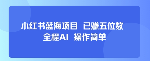 小红书蓝海项目，全程AI，操作简单，已挣五位数-Ai创业网