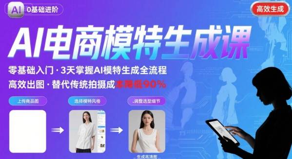AI模特进阶课程，0基础高效生成逼真电商模特图-Ai创业网