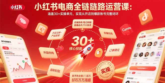 小红书电商全链路运营课：涵盖30+实操单元，实现从开店到爆款账号完整闭环-Ai创业网
