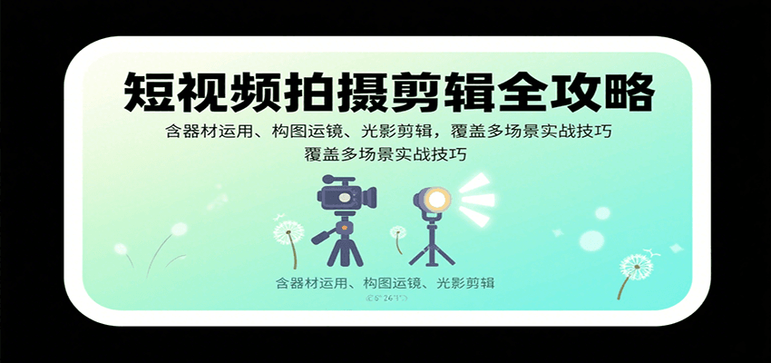 短视频拍摄剪辑全攻略：含器材运用、构图运镜、光影剪辑，覆盖多场景实战技巧-Ai创业网