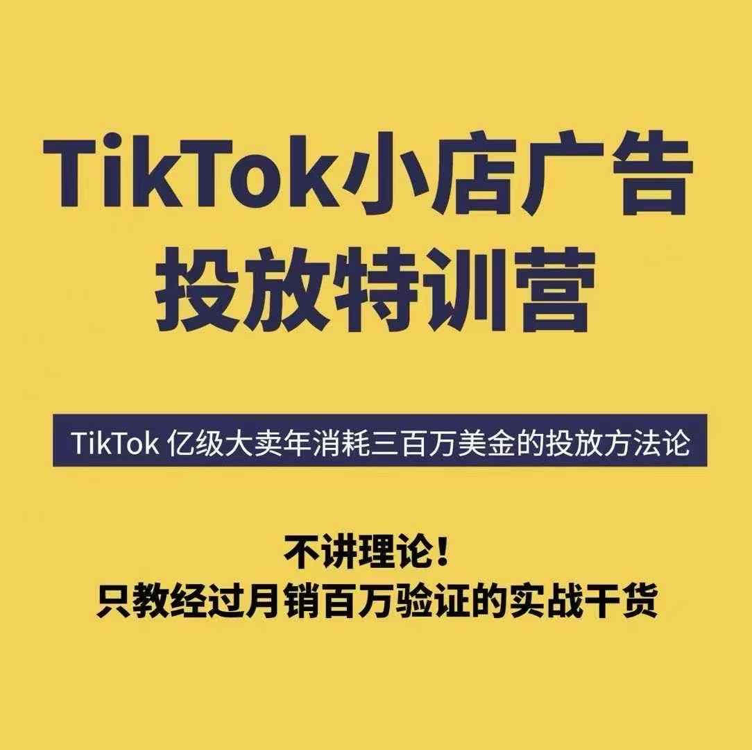 TikTok小店广告投放特训营，6天破局计划专治各种“投不动”，教你经过月销百万验证的实战干货-Ai创业网