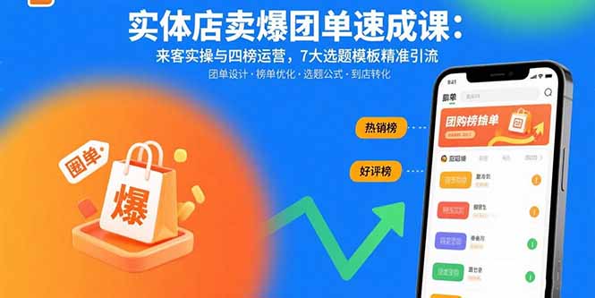 实体店卖爆团单速成课：来客实操与四榜运营，7大选题模板精准引流-Ai创业网