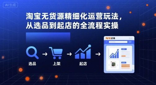 淘宝无货源精细化运营玩法，从选品到起店的全流程实操-Ai创业网