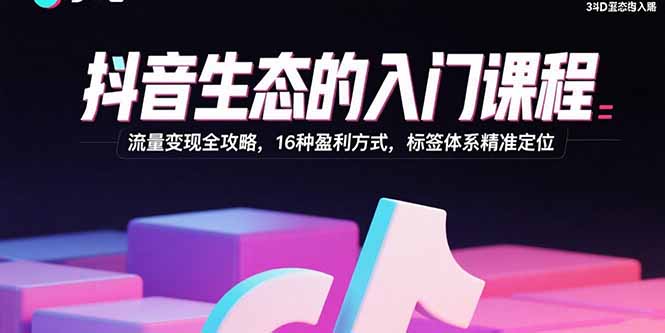 抖音生态的入门课程：流量变现全攻略，16种盈利方式，标签体系精准定位-Ai创业网