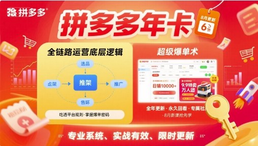 拼多多年卡【8月更新6节】拼多多全链路运营底层逻辑，超级爆单术-Ai创业网