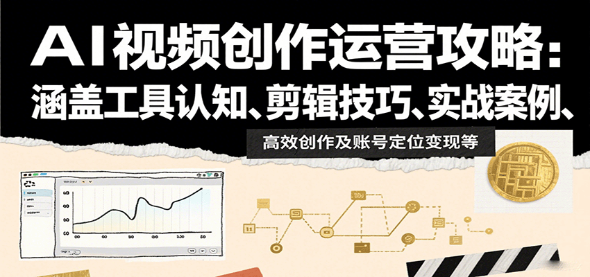 AI视频创作运营攻略：涵盖工具认知、剪辑技巧、实战案例、高效创作及账号定位变现等-Ai创业网