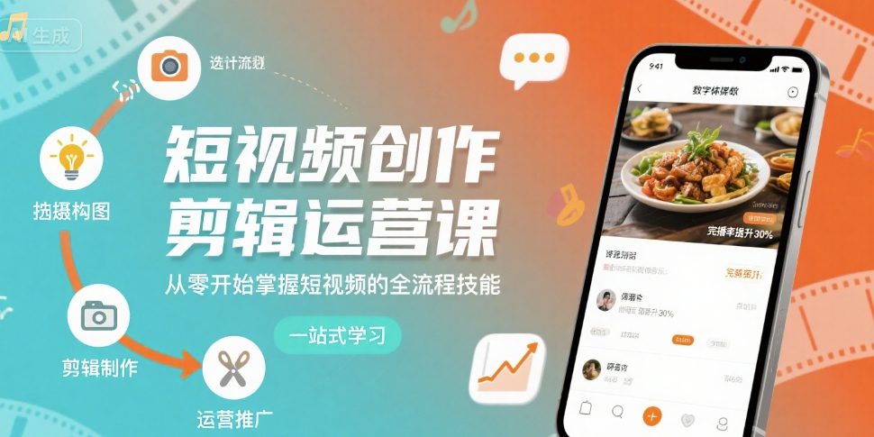 短视频创作剪辑运营课，从零开始掌握短视频的全流程技能-Ai创业网