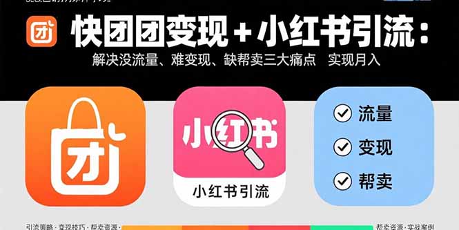 快团团变现+小红书引流：解决没流量、难变现、缺帮卖三大痛点 实现月入3w+-Ai创业网