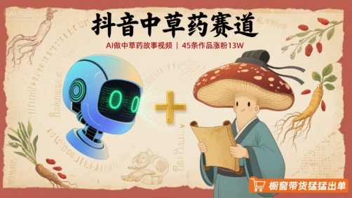 抖音中草药赛道，用AI做中草药故事视频，45条作品涨粉13W，橱窗带货猛猛出单-Ai创业网