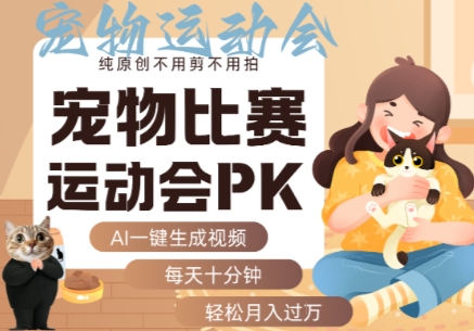 AI一键生成宠物比赛运动会PK视频，纯原创不用剪不用拍，每天十分钟，轻松月入过1W+-Ai创业网