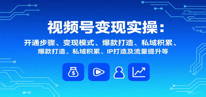 视频号变现实操，含开通步骤、变现模式、爆款打造、私域积累、IP打造及流量提升等-Ai创业网