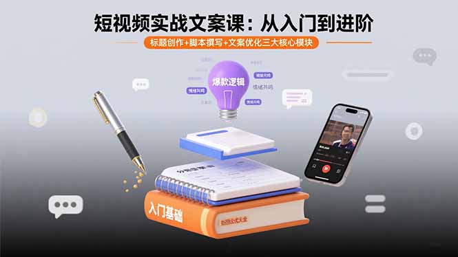 短视频实战文案课：从入门到进阶 标题创作+脚本撰写+文案优化三大核心模块-Ai创业网