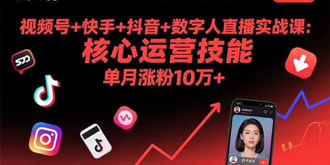 视频号+快手+抖音+数字人直播实战课(9月-Ai创业网