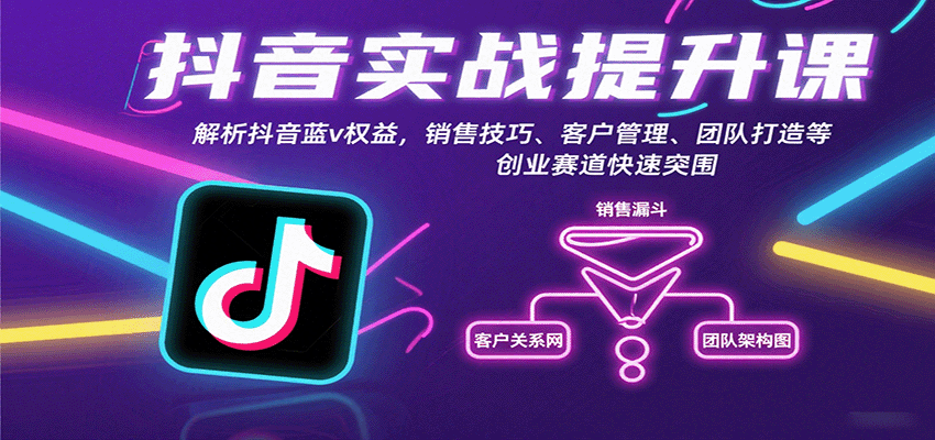 抖音实战提升课：解析抖音蓝v权益，销售技巧、客户管理、团队打造等创业赛道快速突围-Ai创业网