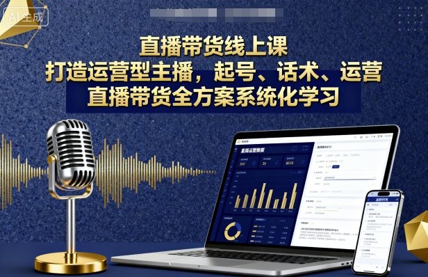 直播带货线上课，打造运营型主播，起号、话术、运营，直播带货全方案系统化学习-Ai创业网