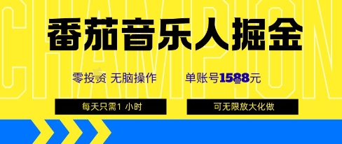 番茄音乐人掘金，单账号最高可撸1k+，可无限矩阵去做，零投入-Ai创业网