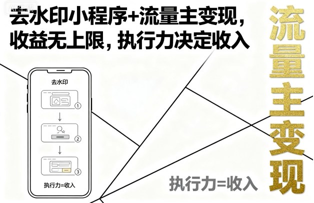 去水印小程序+流量主变现，收益无上限，执行力决定收入-Ai创业网