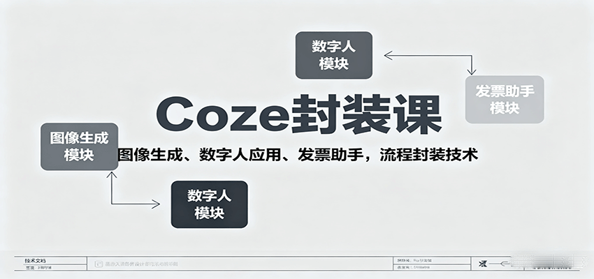 Coze封装课，图像生成、数字人应用、发票助手，流程封装技术-Ai创业网