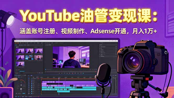 2025YouTube油管变现课：涵盖账号注册、视频制作、Adsense开通，月入1万+-Ai创业网