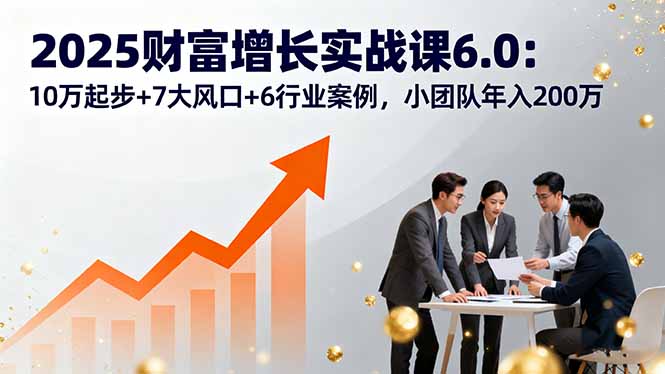 2025财富增长实战课6.0：10万起步+7大风口+6行业案例，小团队年入200万-Ai创业网