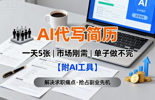 AI代写简历，一天5张，今年找工作难，市场刚需，单子做不完【附AI工具】-Ai创业网