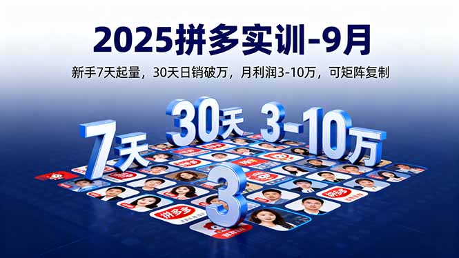2025拼多多实训-9月：新手7天起量,30天日销破万,月利润3-10万,可矩阵复制-Ai创业网