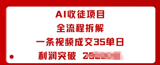 AI收徒项目全流程拆解一条视频成交35单日利润突破1k+-Ai创业网