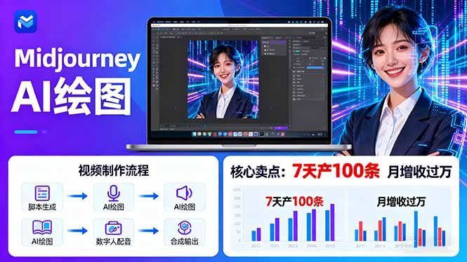 AI绘图照片开口说话视频制作：Midjourney+数字人，7天产100条月增收过万-Ai创业网