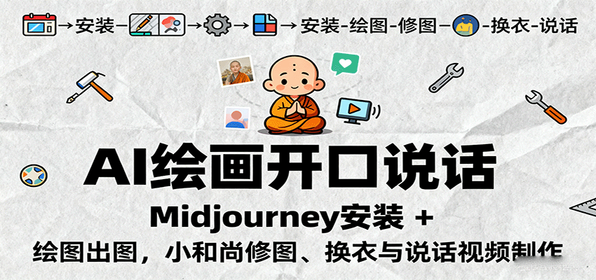 AI绘画开口说话，Midjourney安装 + 绘图出图，小和尚修图、换衣与说话视频制作-Ai创业网