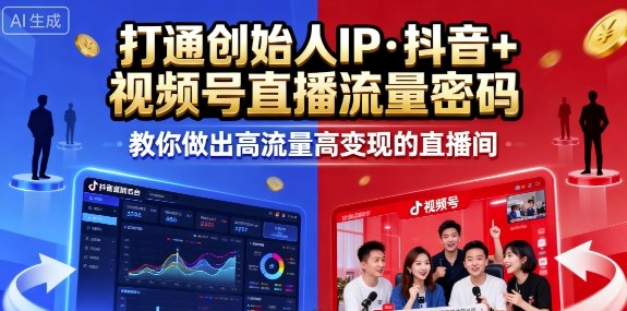25年直播9-10两期线下课，打通创始人IP，抖音+视频号直播流量密码，教你做出高流量高变现的直播间-Ai创业网
