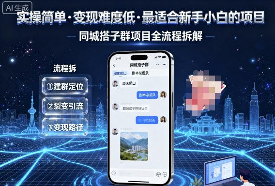 实操简单，变现难度低，最适合新手小白做的项目，每天轻松收入3张，同城搭子群项目全流程拆解-Ai创业网