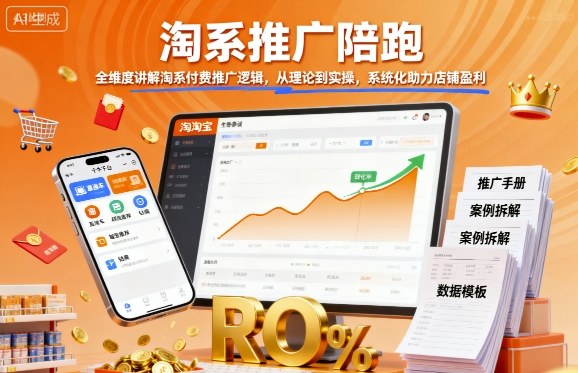 淘系推广陪跑，全维度讲解淘系付费推广逻辑，从理论到实操，系统化助力店铺盈利-Ai创业网