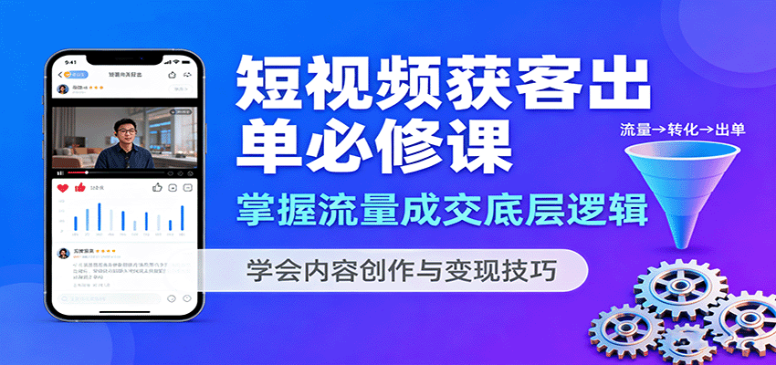 短视频获客出单必修课：掌握流量成交底层逻辑，学会内容创作与变现技巧-Ai创业网
