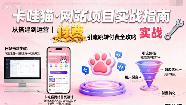 卡哇猫·网站项目，网站搭建与运营以及引流跳转付费-Ai创业网
