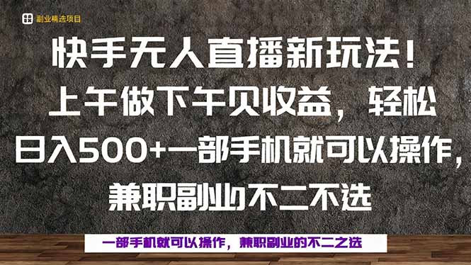 一部手机，上午做 下午见收益，学会秒上手，轻松日入500+-Ai创业网