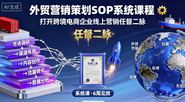 外贸营销策划SOP系统课程，打开跨境电商企业线上营销任督二脉-Ai创业网
