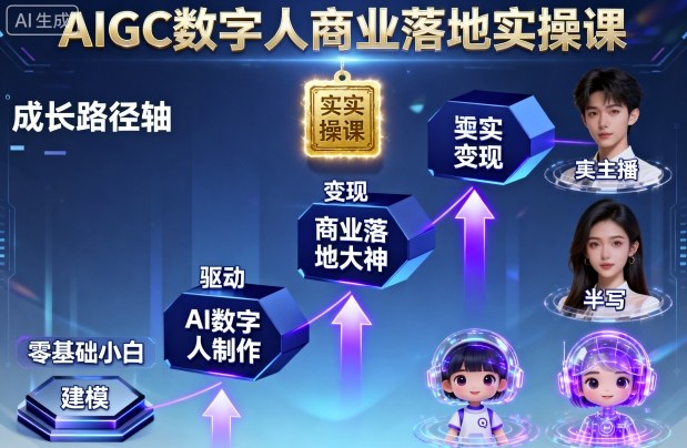 AIGC数字人商业落地实操课，从零基础小白到AI数字人大神-Ai创业网
