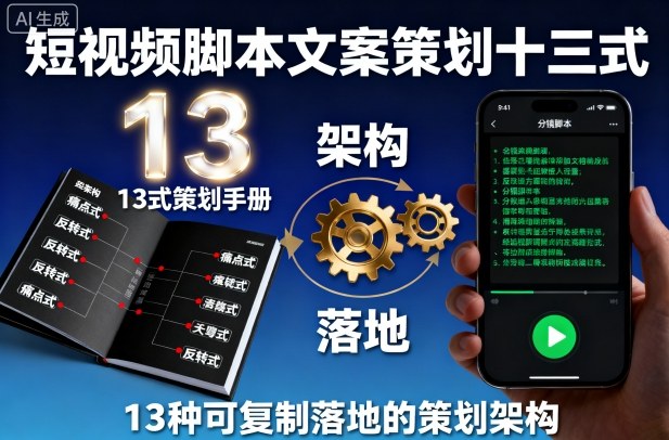 短视频脚本文案策划十三式，13种可复制落地的策划架构-Ai创业网