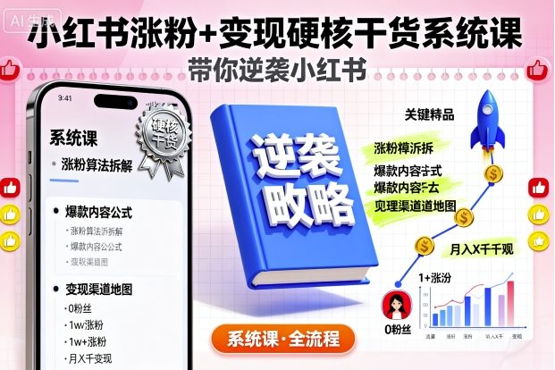 小红书涨粉+变现硬核干货系统课，带你逆袭小红书-Ai创业网