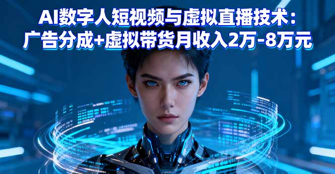 AI数字人短视频与虚拟直播技术：广告分成+虚拟带货月收入2万-8万元-Ai创业网