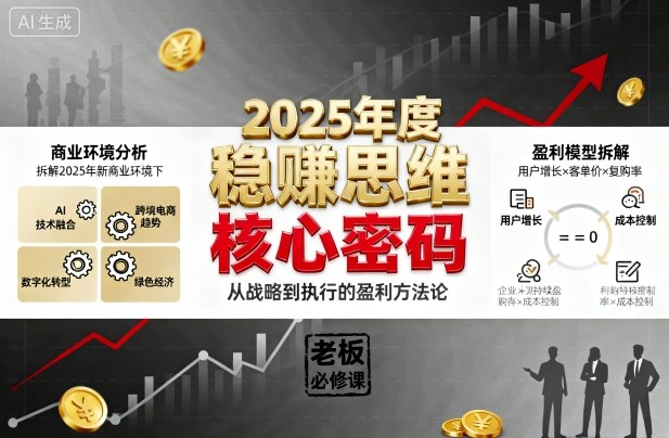 2025年度稳賺思维老板创业营，拆解2025年新商业环境下，企业实现持续盈利的核心密码-Ai创业网